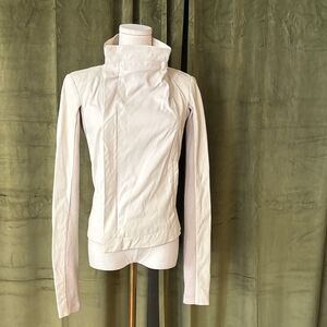 Yaya Aflalo Stylish Cream genuine leather Jacket with High Collar, S